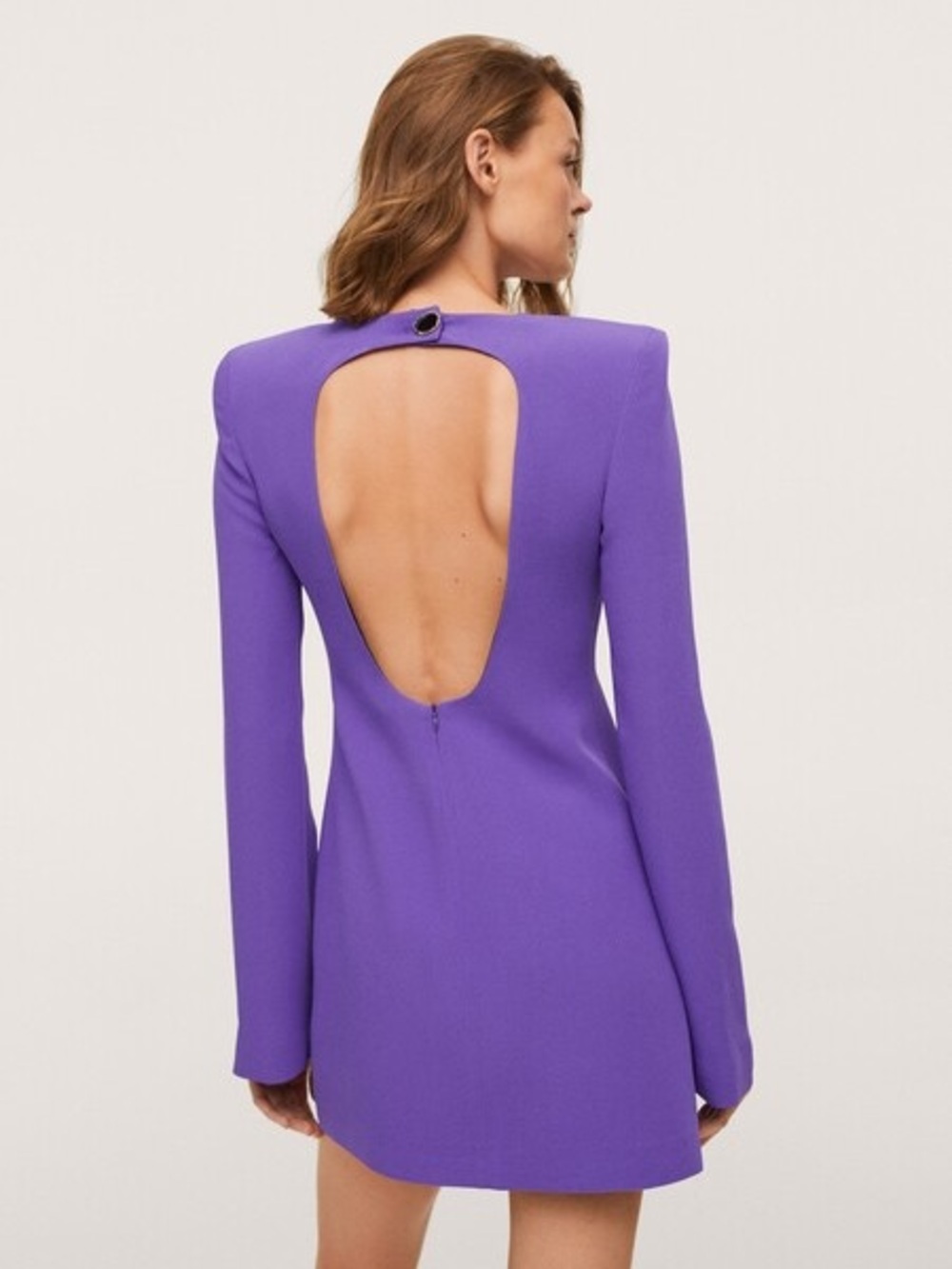 Mango Purple Long Sleeve Cut-Out Back Dress Size